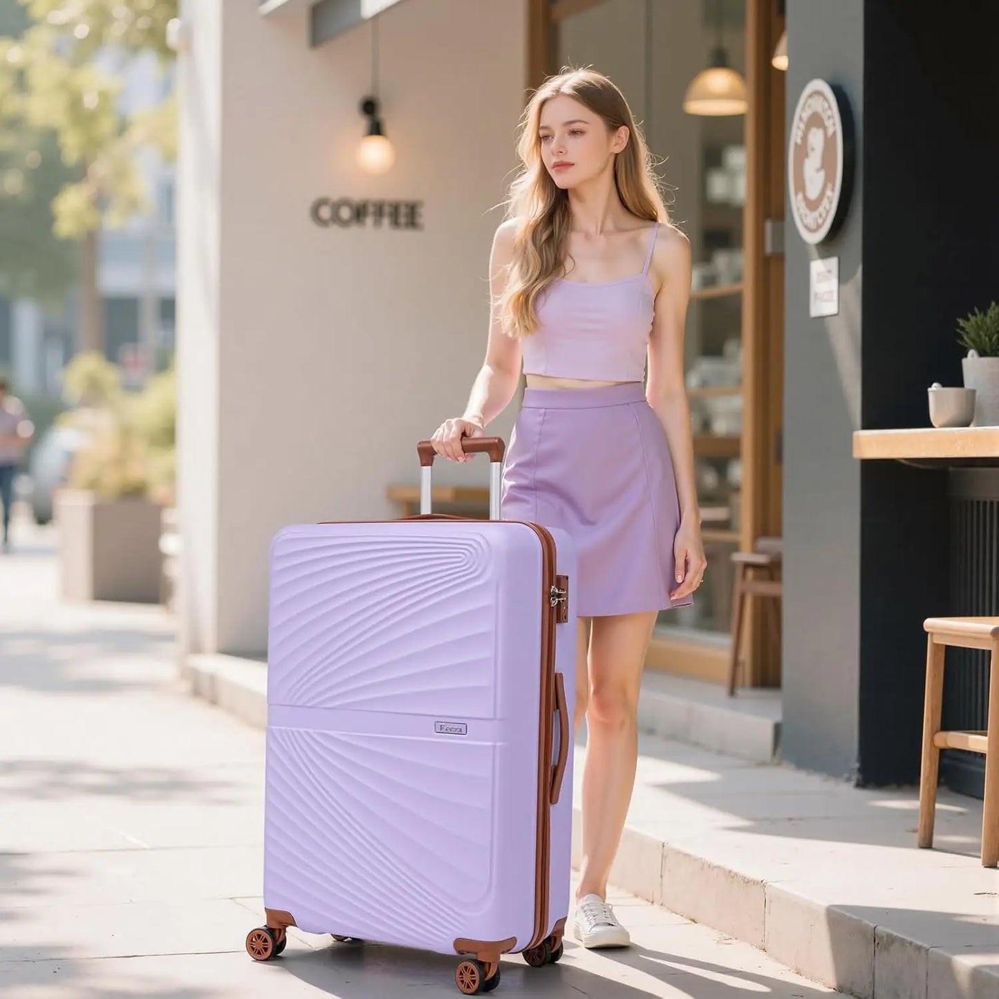 5 Piece ABS Luggage Set With Spinner Wheels TSA Lock