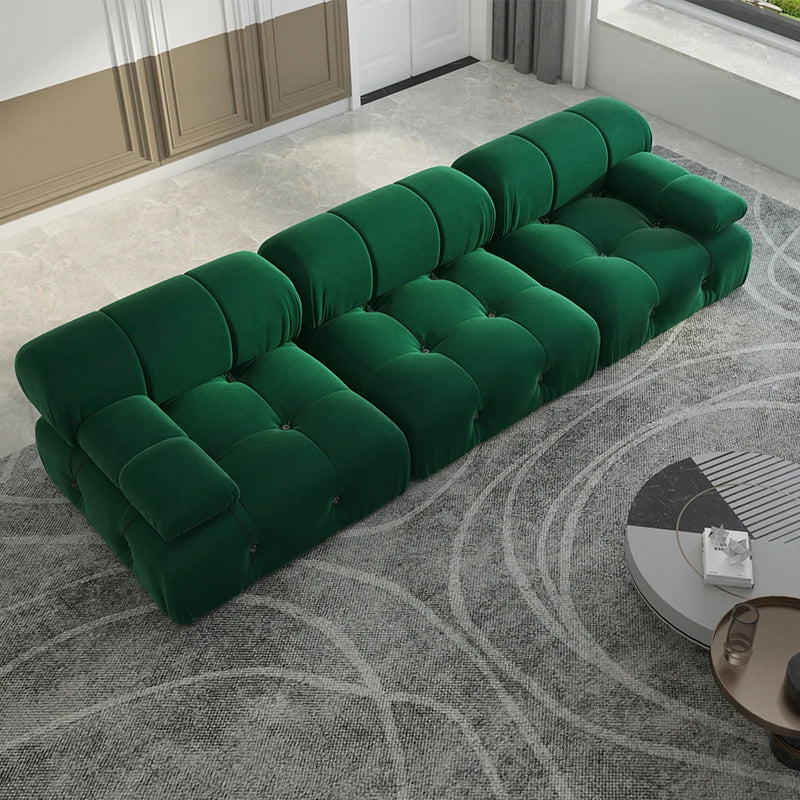 Sdorens Minimalist Modular Sectional Sofa Set Velvet Convertible 3 Seats