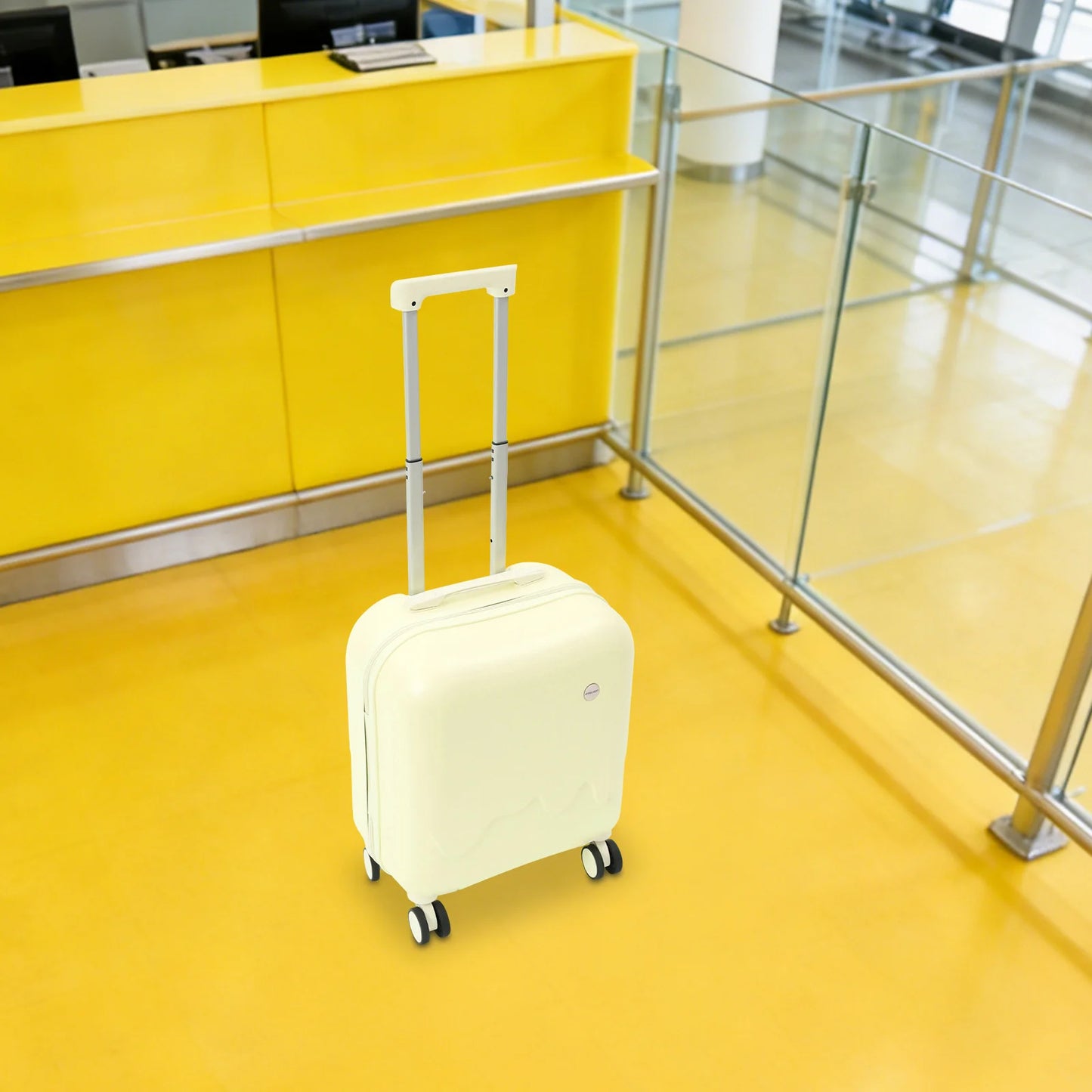 Hardside Carry On Luggage ABS PVC With USB Port Cup Holder Password Lock