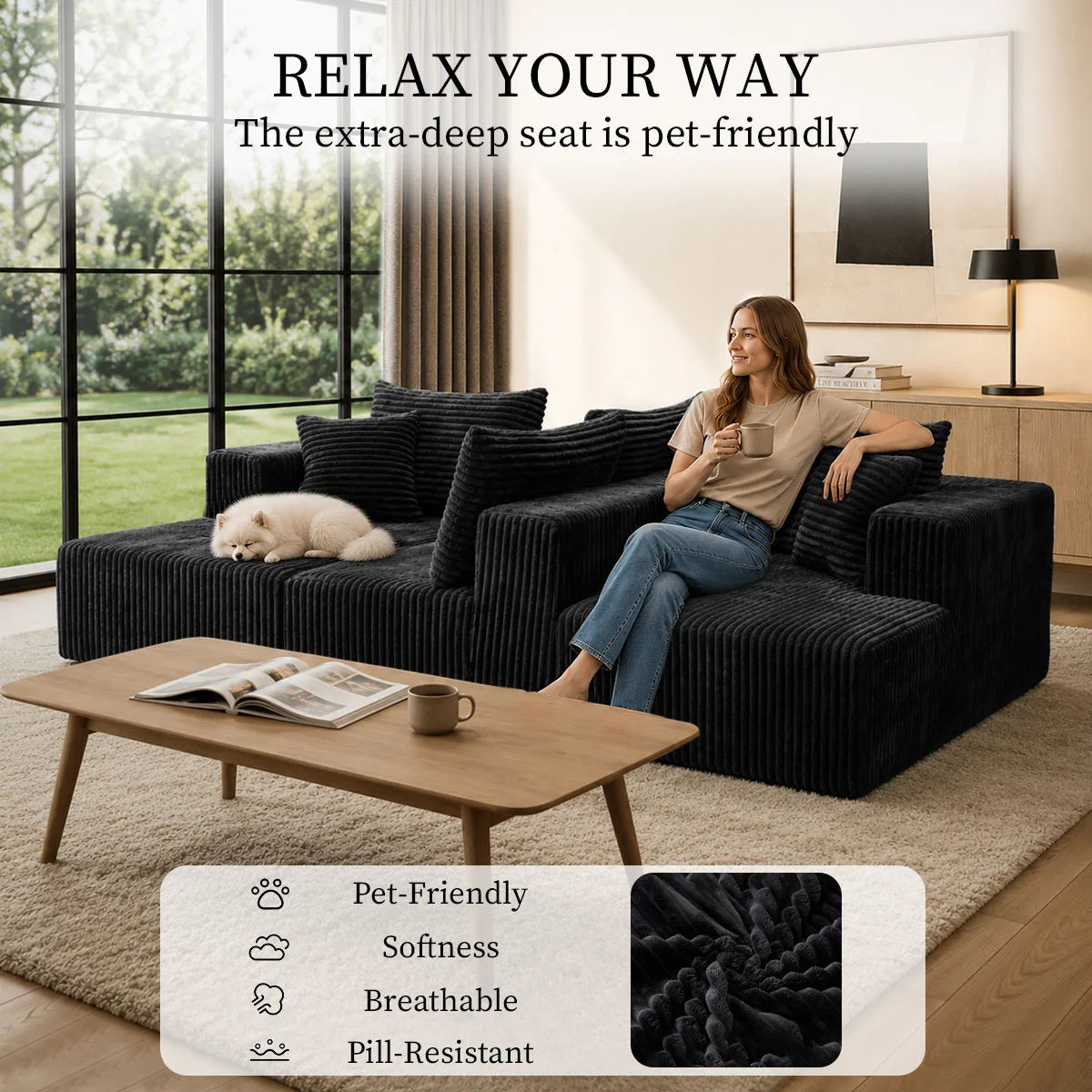 U Shaped Modular Sectional Sofa With Double Chaise Lounges