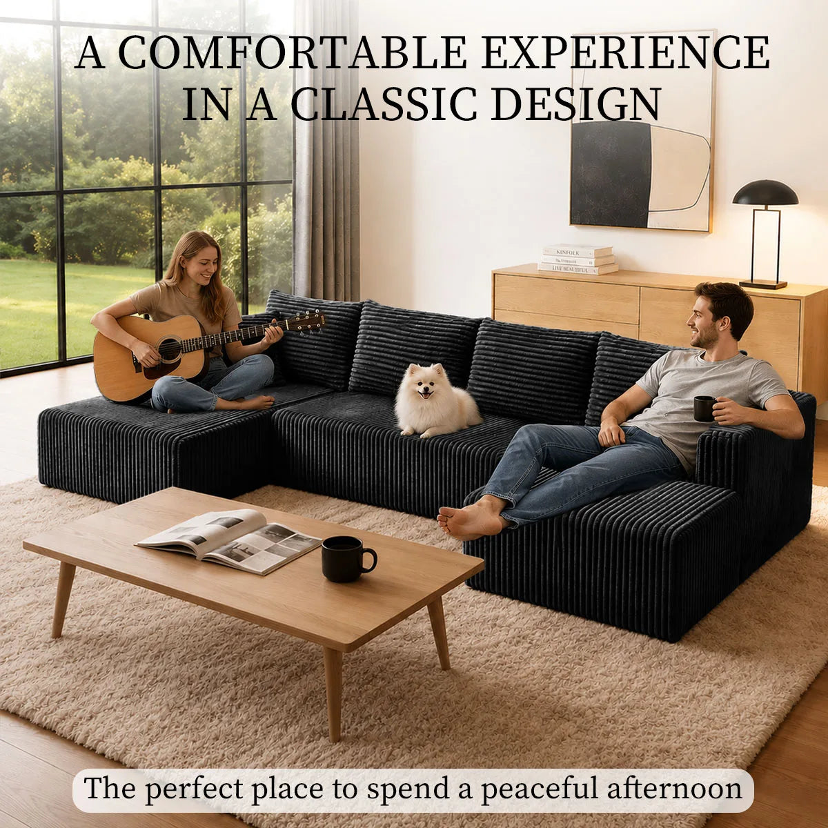 U Shaped Modular Sectional Sofa With Double Chaise Lounges