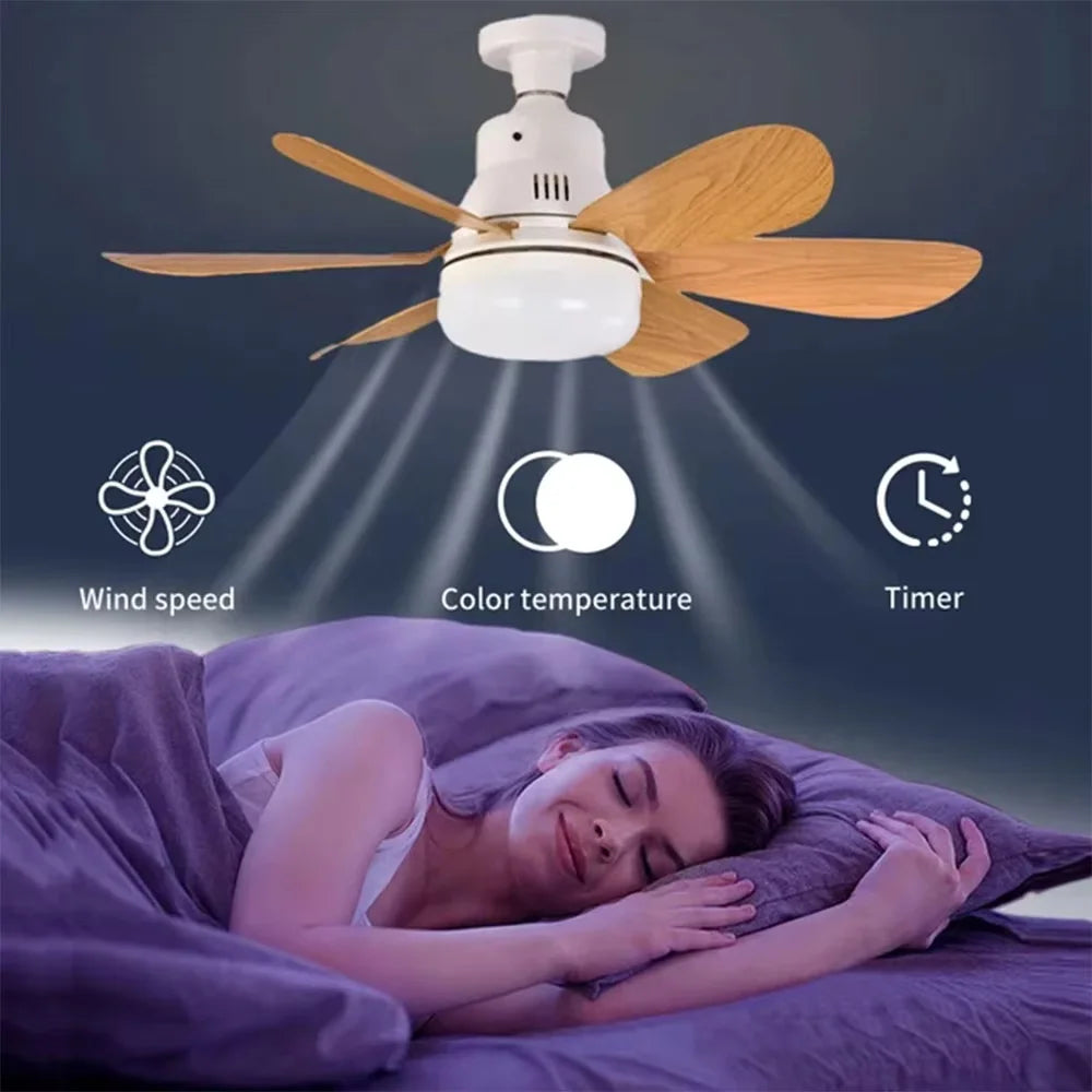Ceiling Fan With Remote LED Light E27 Base Silent Bedroom