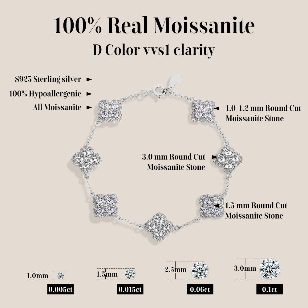 ATTAGEMS VVS1 Moissanite S925 Silver Yellow Gold Plated Bracelet For Women