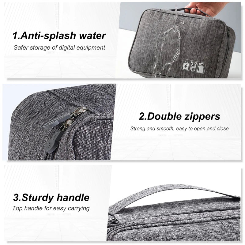 Travel Cable Storage Bag Portable Waterproof USB Cables Charger Organizer