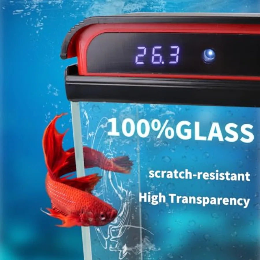 Glass Aquarium Kit With Self Cleaning LED And Temperature Detection