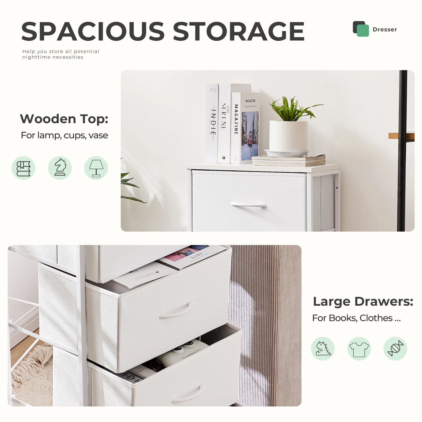 MCQ Living Room 4 Drawer Fabric Cabinet Storage Chest