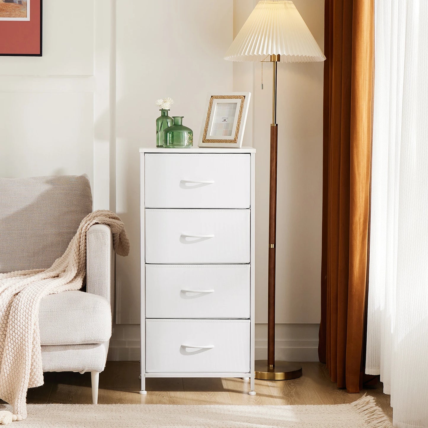 MCQ Living Room 4 Drawer Fabric Cabinet Storage Chest
