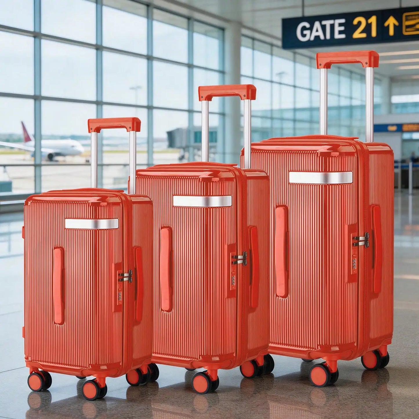 Lightweight Luggage 3 Piece Set With Anti Theft Lock