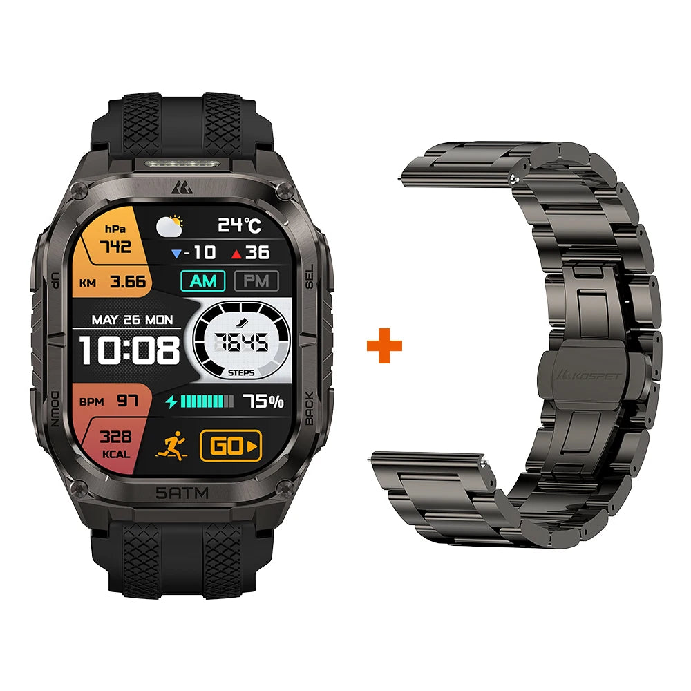 KOSPET Tank M4C Rugged Smartwatch Military Grade GPS With Flashlight