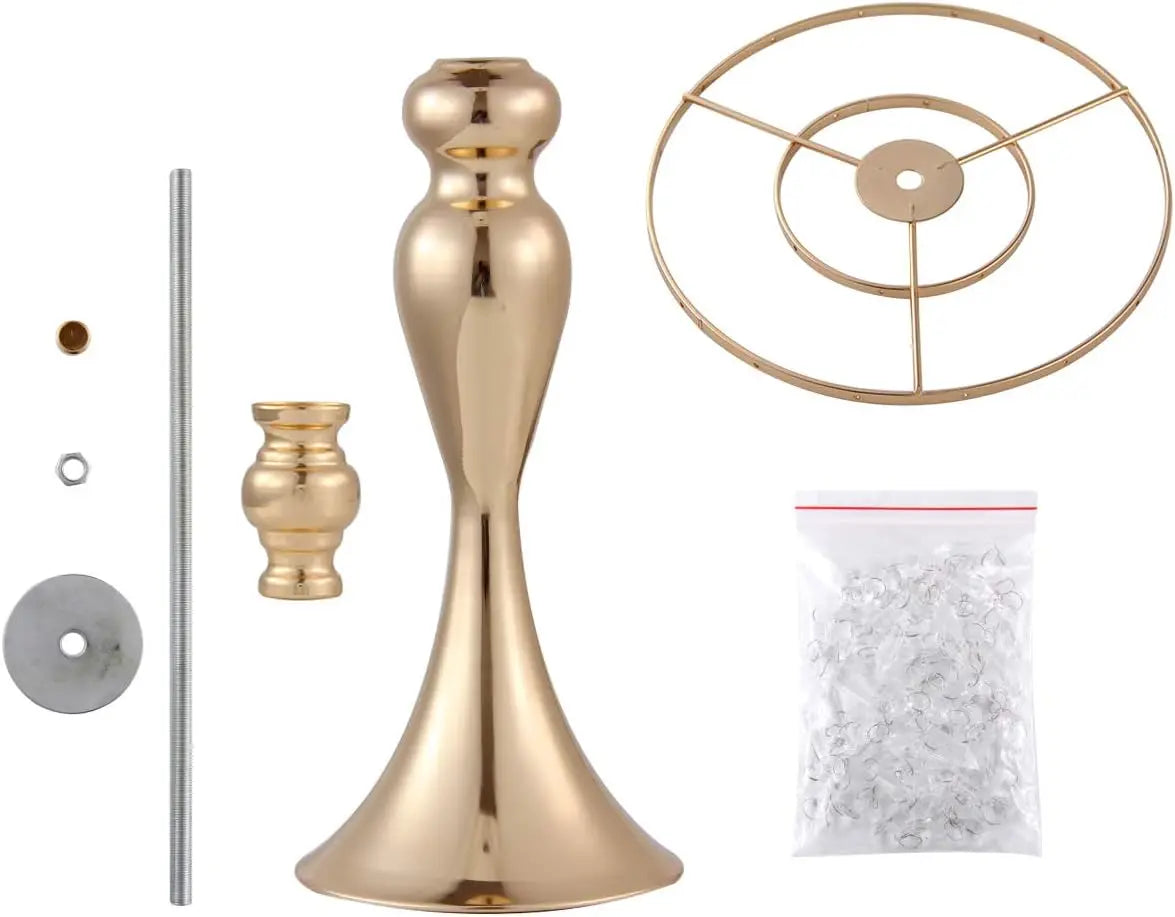 VINCIGANT 8 Pcs Gold Metal Flower Stands With Crystal Beads