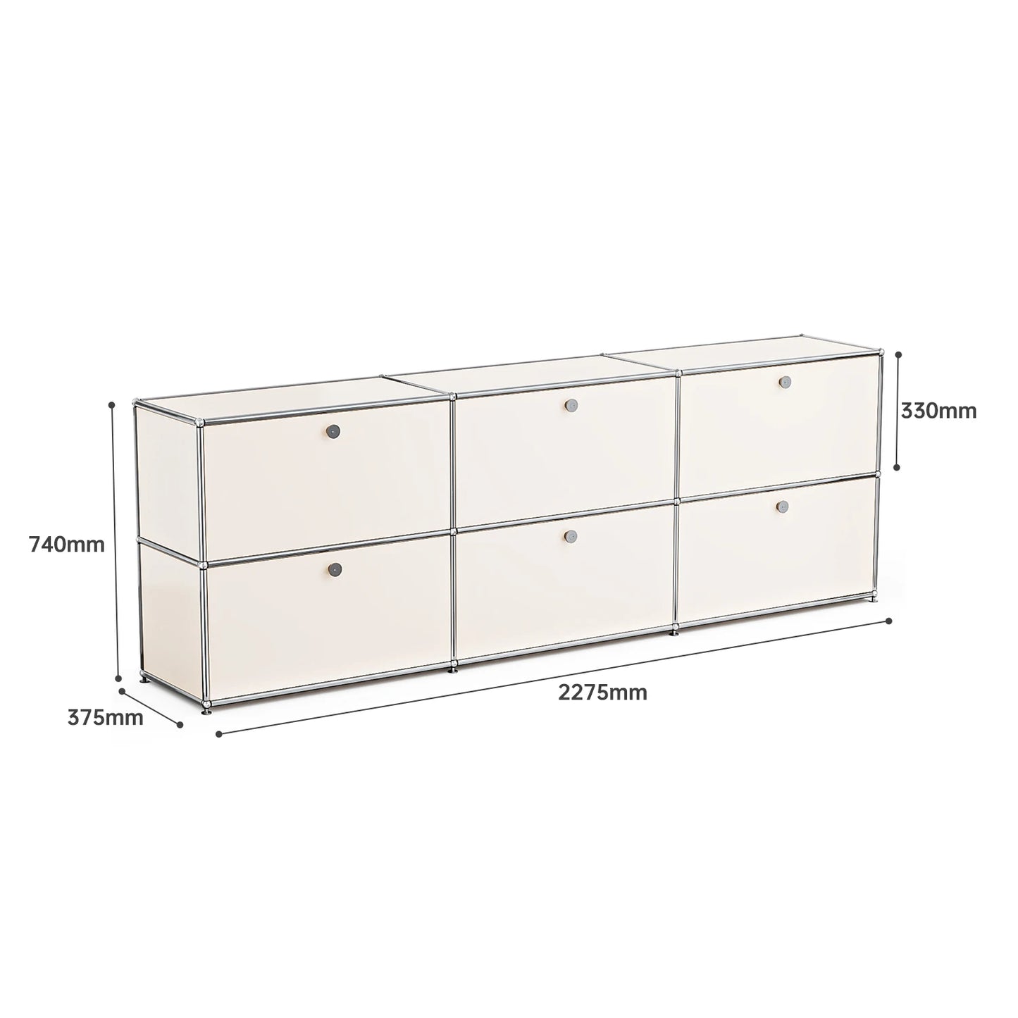Living Room Storage Cabinet Sideboard Shelf Unit Stainless Steel Metal