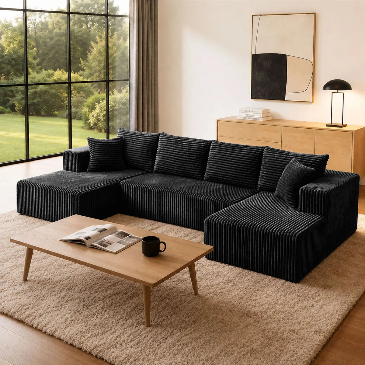 U Shaped Modular Sectional Sofa With Double Chaise Lounges