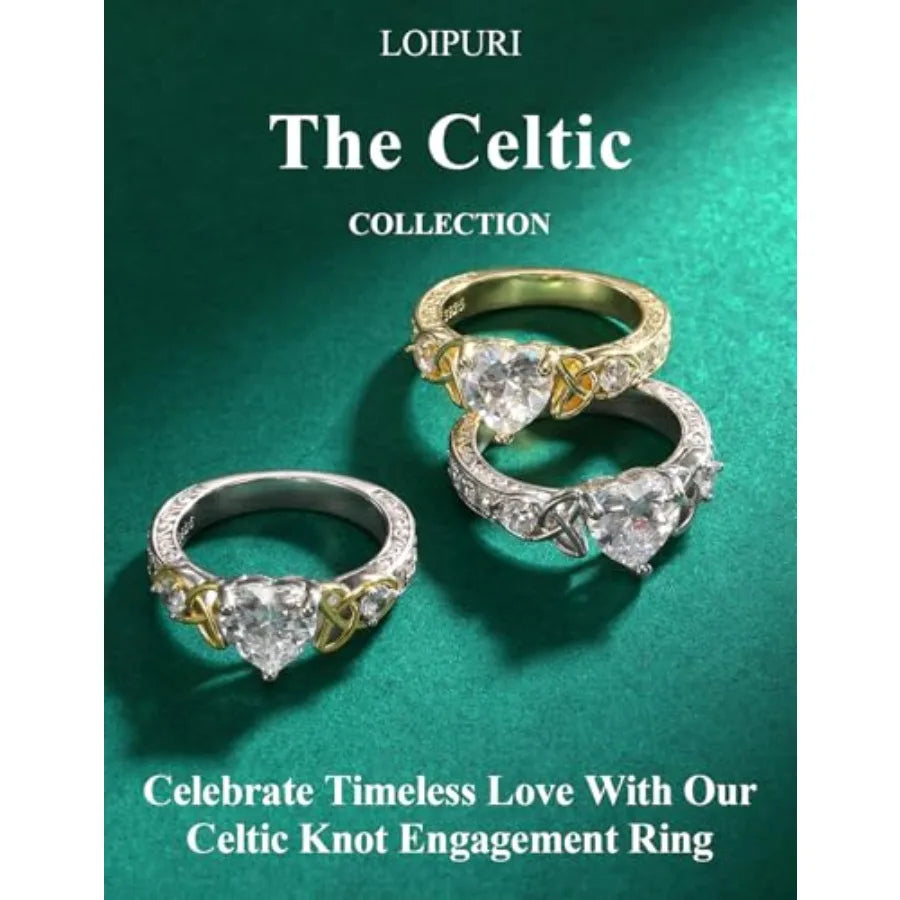 Moissanite Promise Ring For Her Heart Shaped Celtic Knot 2CT