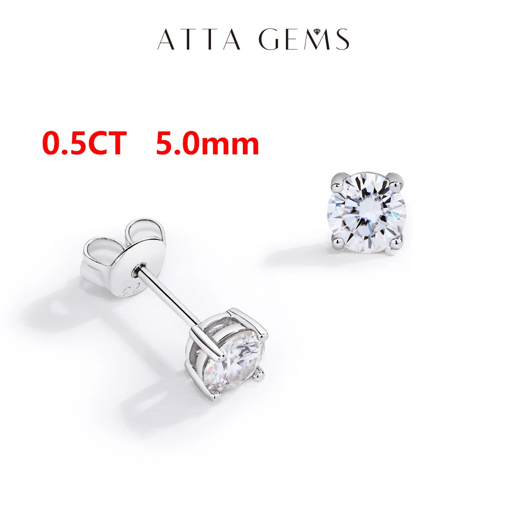 ATTAGEMS Moissanite Four Claw Earrings S925 Sterling Silver