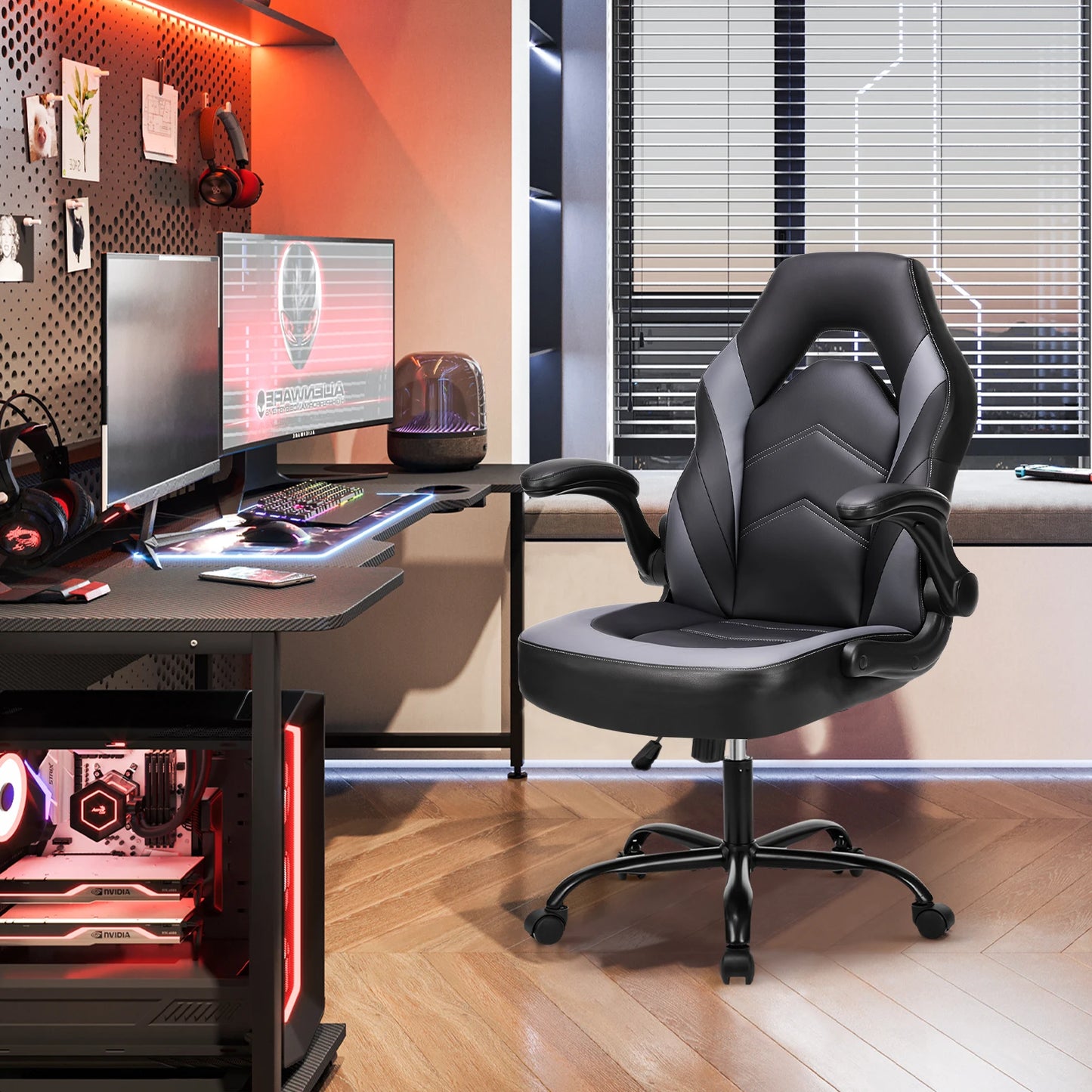 JHK Ergonomic Office Gaming Chair PU Leather Adjustable Armrest