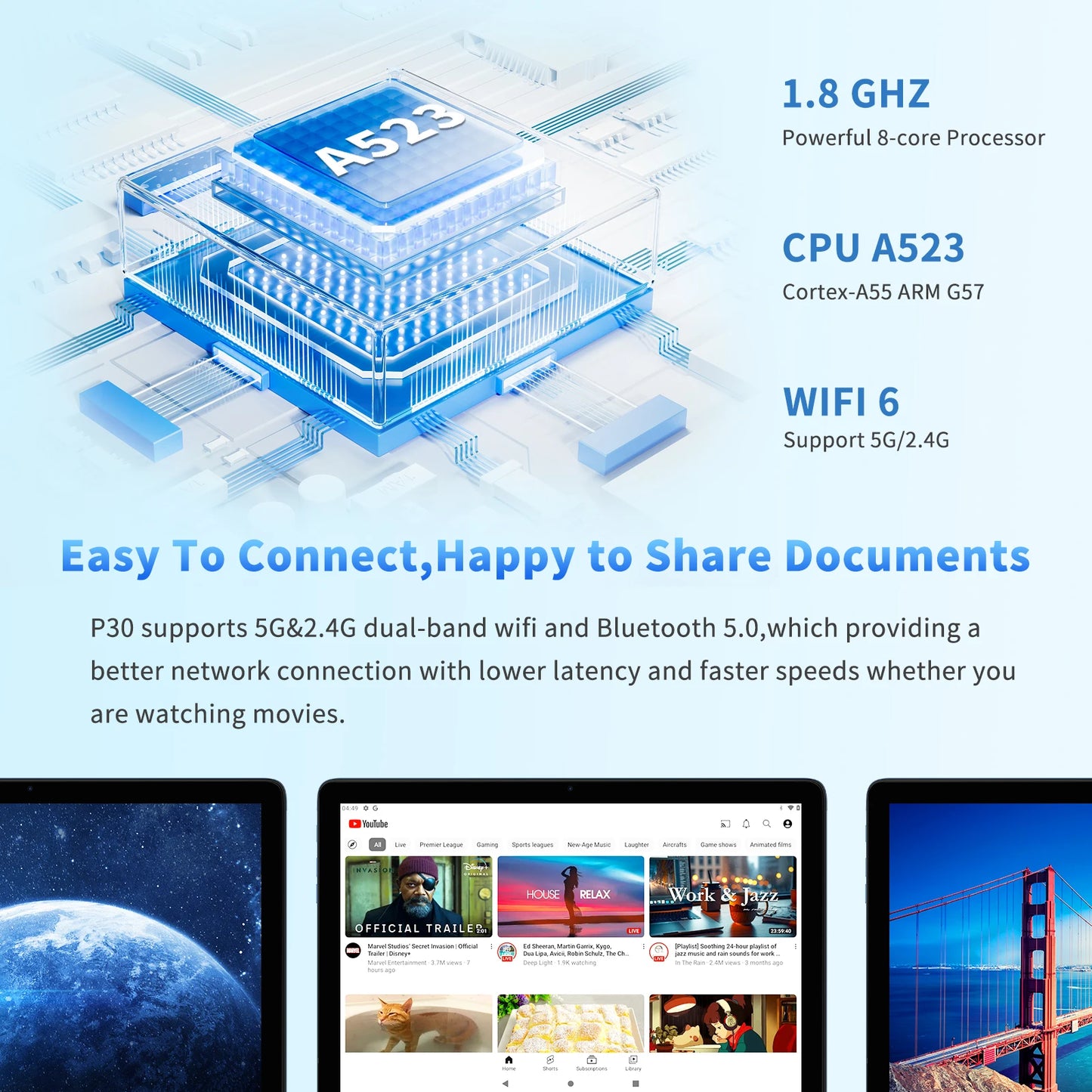 PRITOM Android Tablet With Keyboard And Stylus EightCore 5G WiFi