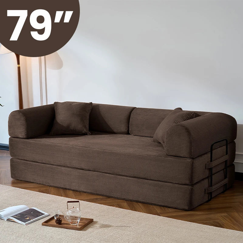 Corduroy Upholstered Folding Convertible Sofa Bed Loveseat Sleeper