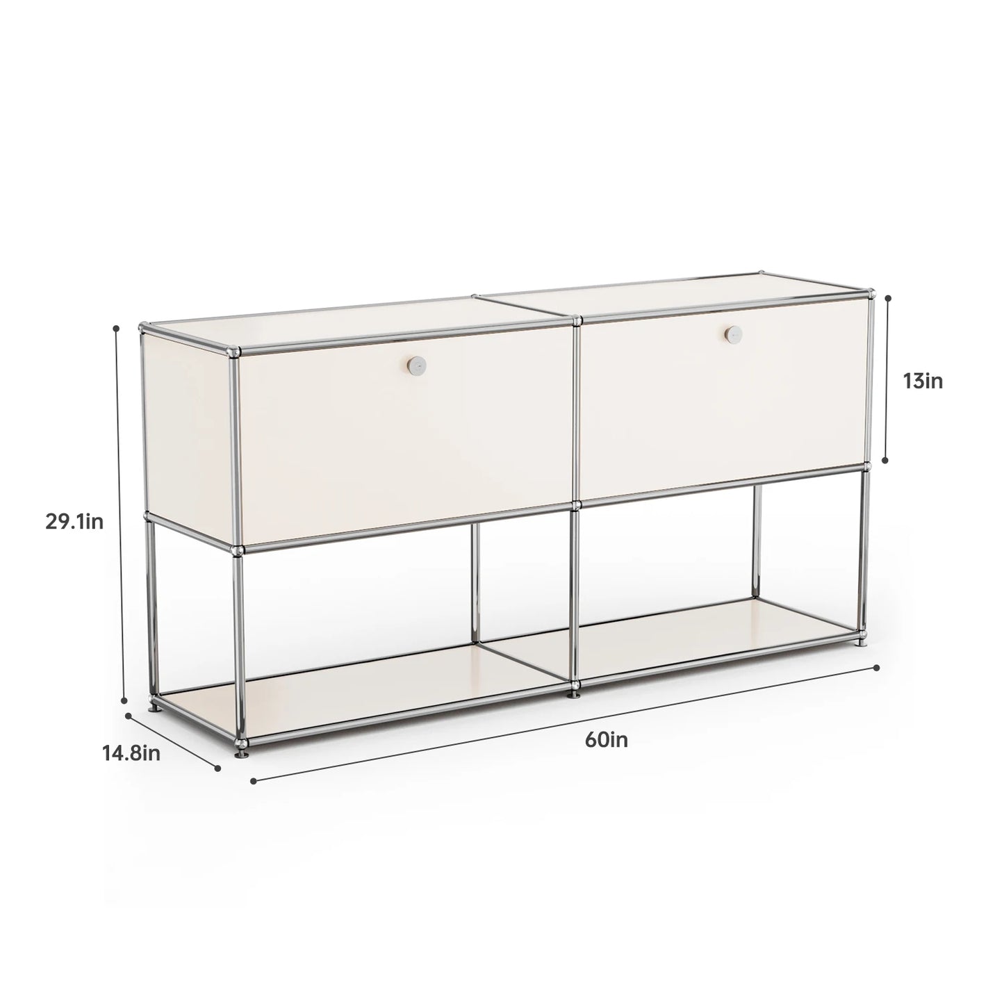Living Room Storage Cabinet Sideboard Shelf Unit Stainless Steel Metal