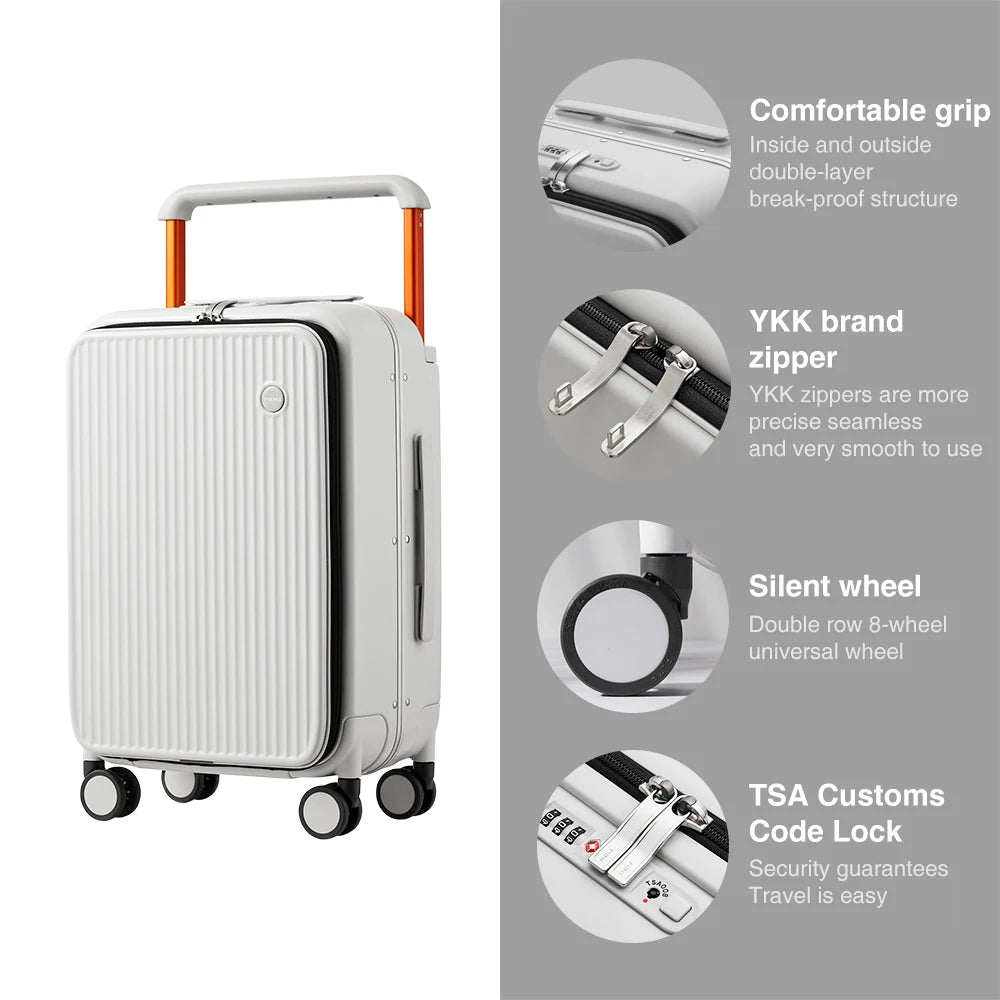 Mixi Aluminum Frame Carry-On Luggage With Laptop Pocket Travel Case