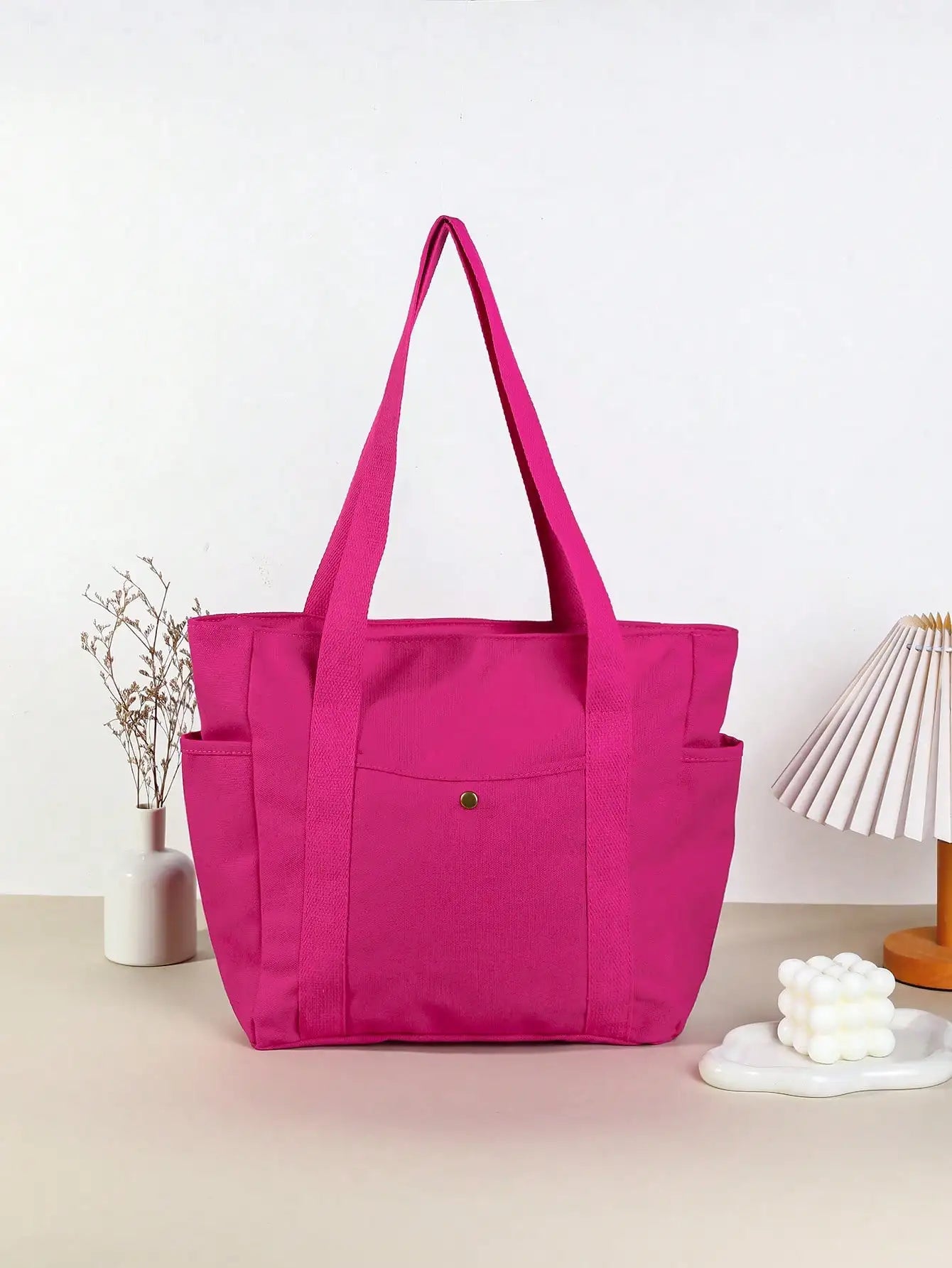 Women's Multi-Pocket Canvas Tote Bag With Large Capacity