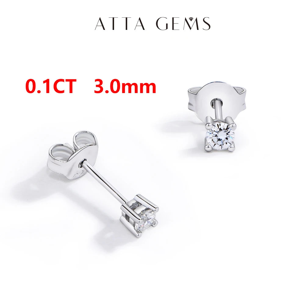 ATTAGEMS Moissanite Four Claw Earrings S925 Sterling Silver