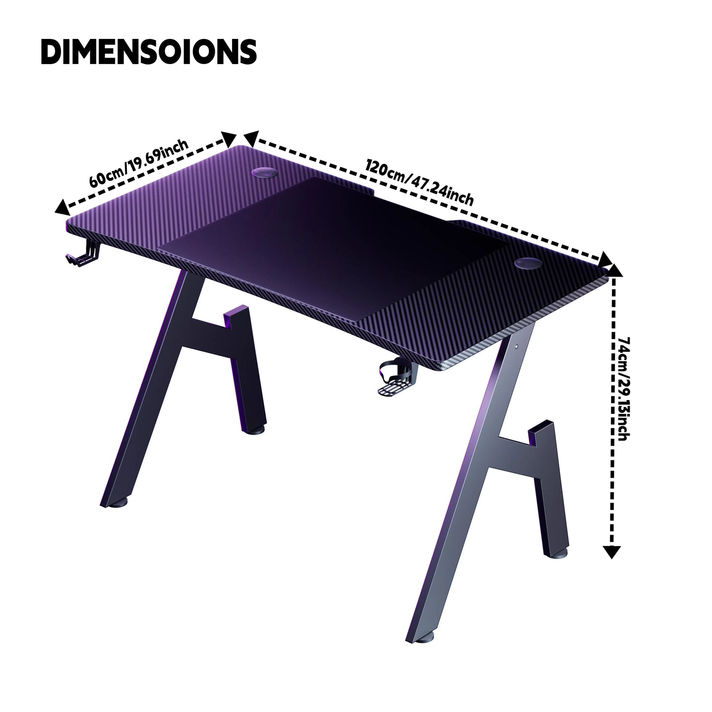 NEBMAAX A-Shaped Carbon Fiber Gaming Desk Ergonomic Workstation