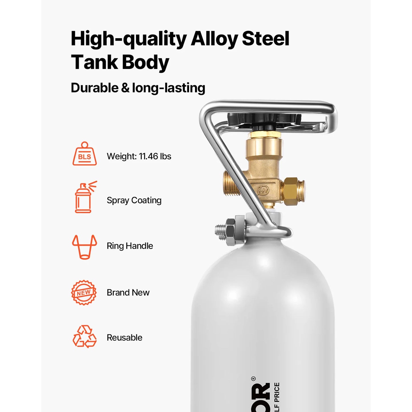 CO2 Tank Alloy Steel Cylinder For Draft Beer Dispensing