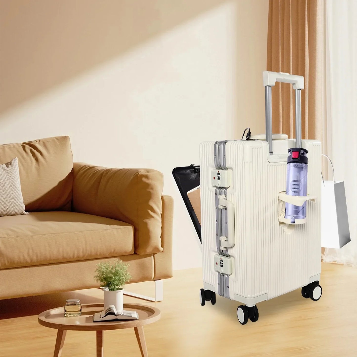 Portable Luggage Spinner Carry On With USB Charging Port