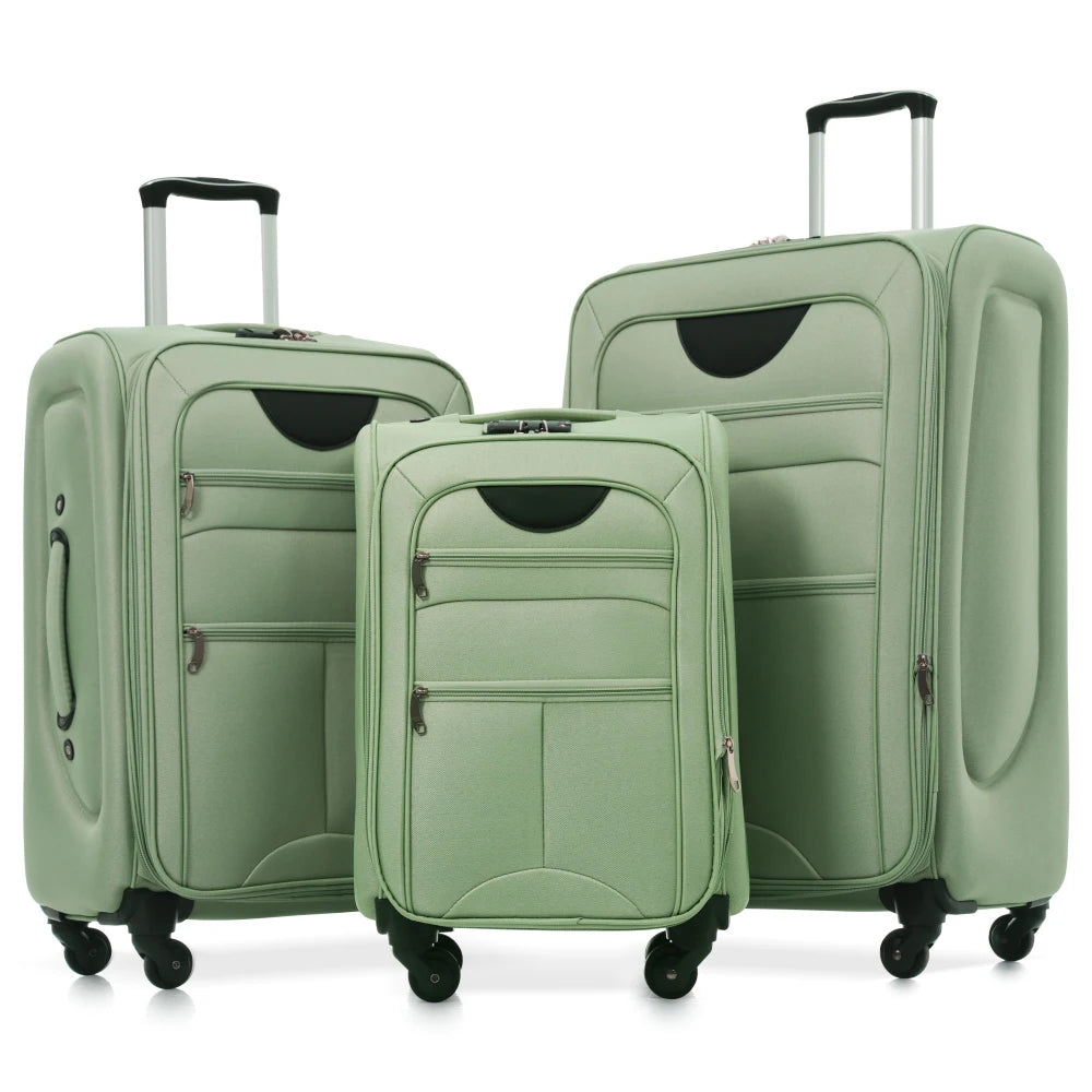 Expandable Softside Luggage Three Piece Set With Spinner Wheels TSA Lock
