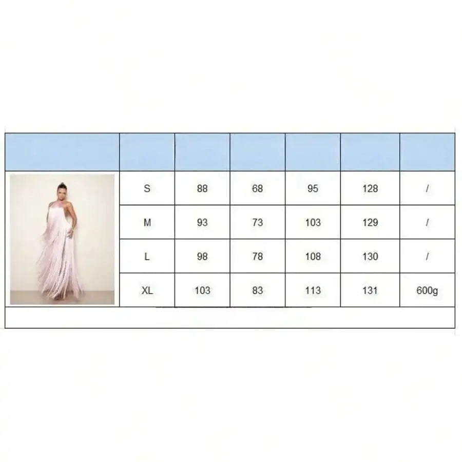 Halter Neck Backless Tassel Evening Gown for Women