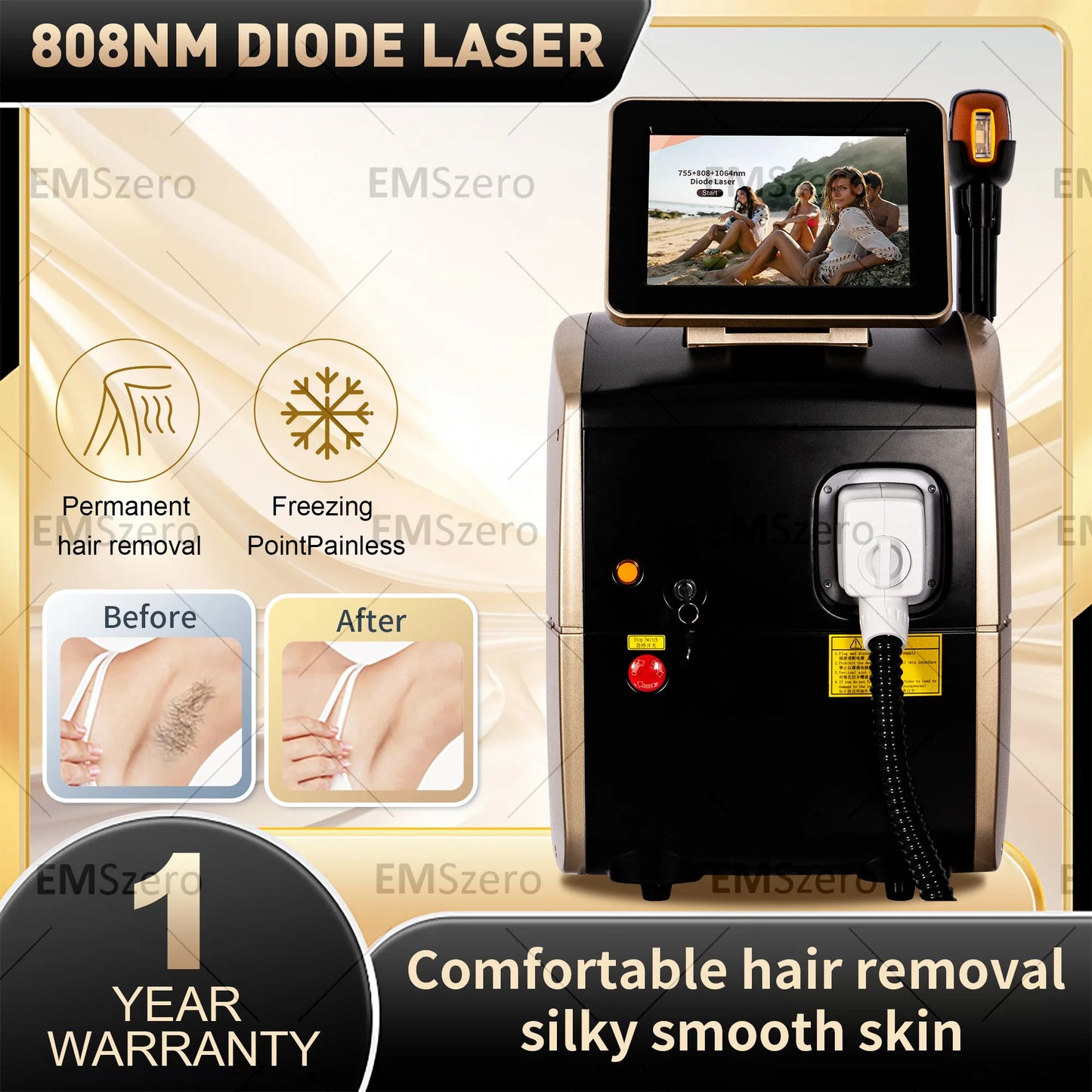 Alexandrite Ice Platinum 4500W Diode Epilator Pain Free Hair Removal