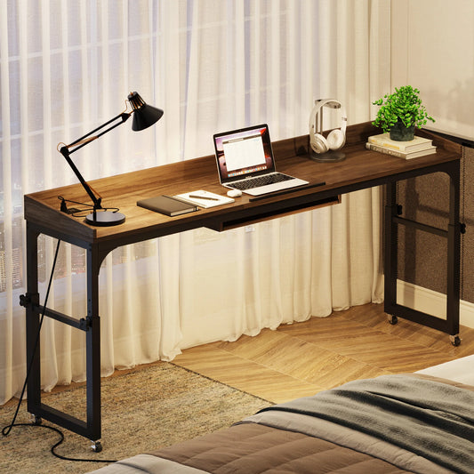 Tribesigns Overbed Table With Wheels Adjustable Tilt Desk