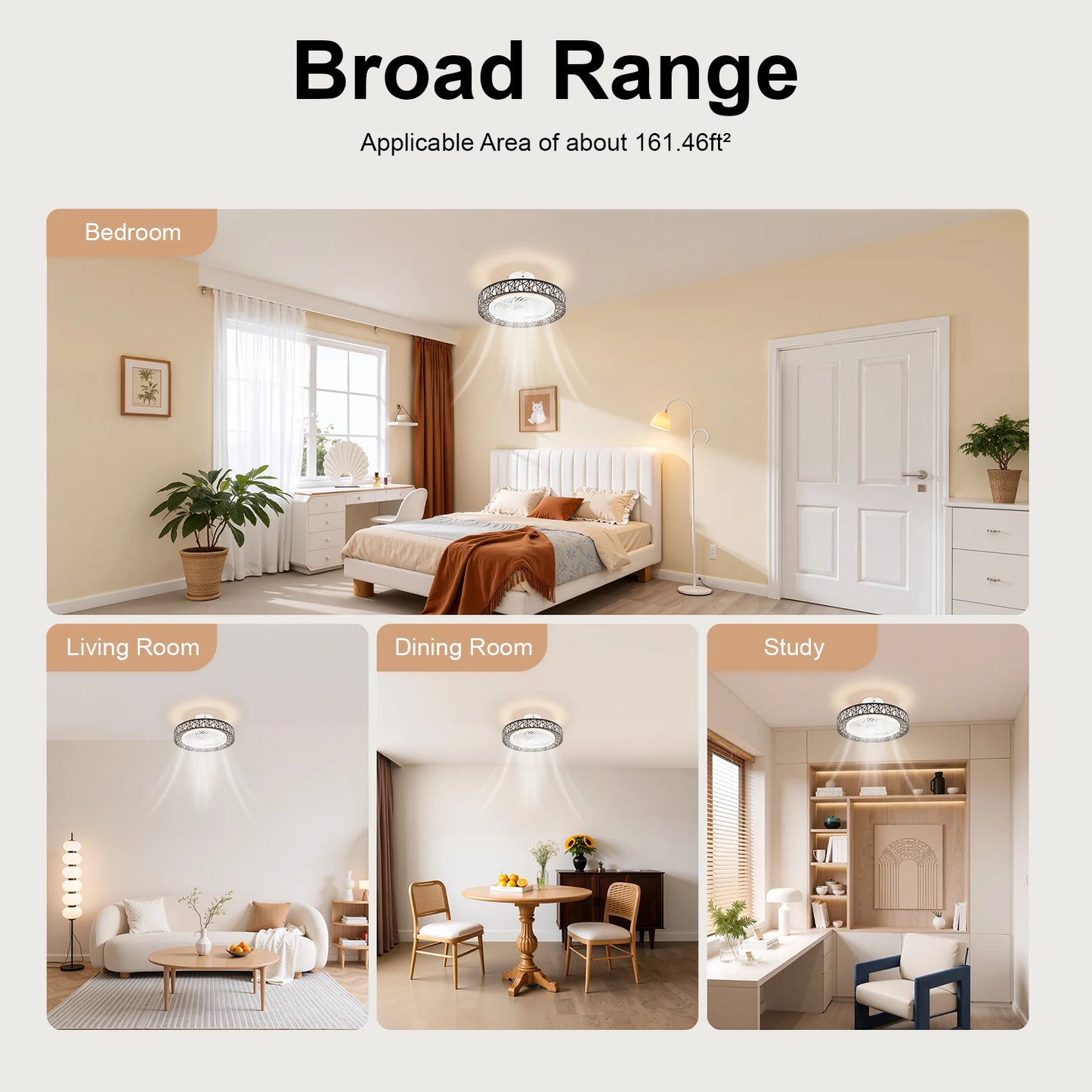 Bymaocar 6 Speed Ceiling Fan Light With Remote Control LED