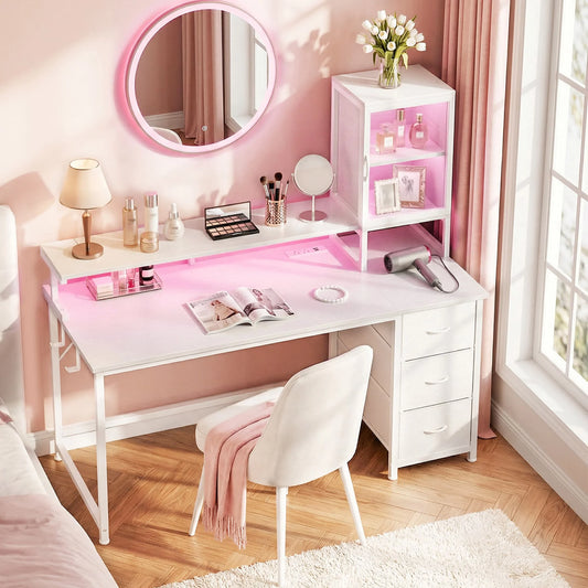 EnHomee Multifunctional Modern Desk With Storage And USB Outlet