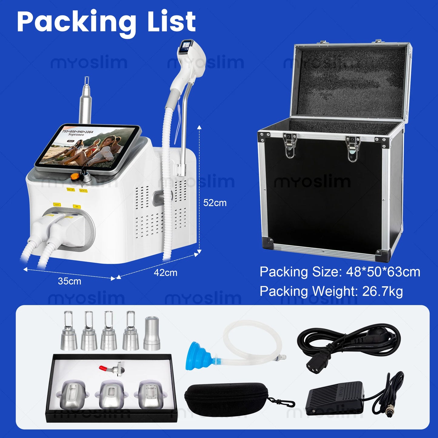 MYOSLIM 2in1 Picosecond Diode Hair Removal Machine Skin Treatment
