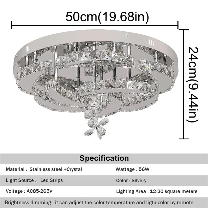 GreeLustr Crystal LED Ceiling Pendant Chandelier For Living Dining