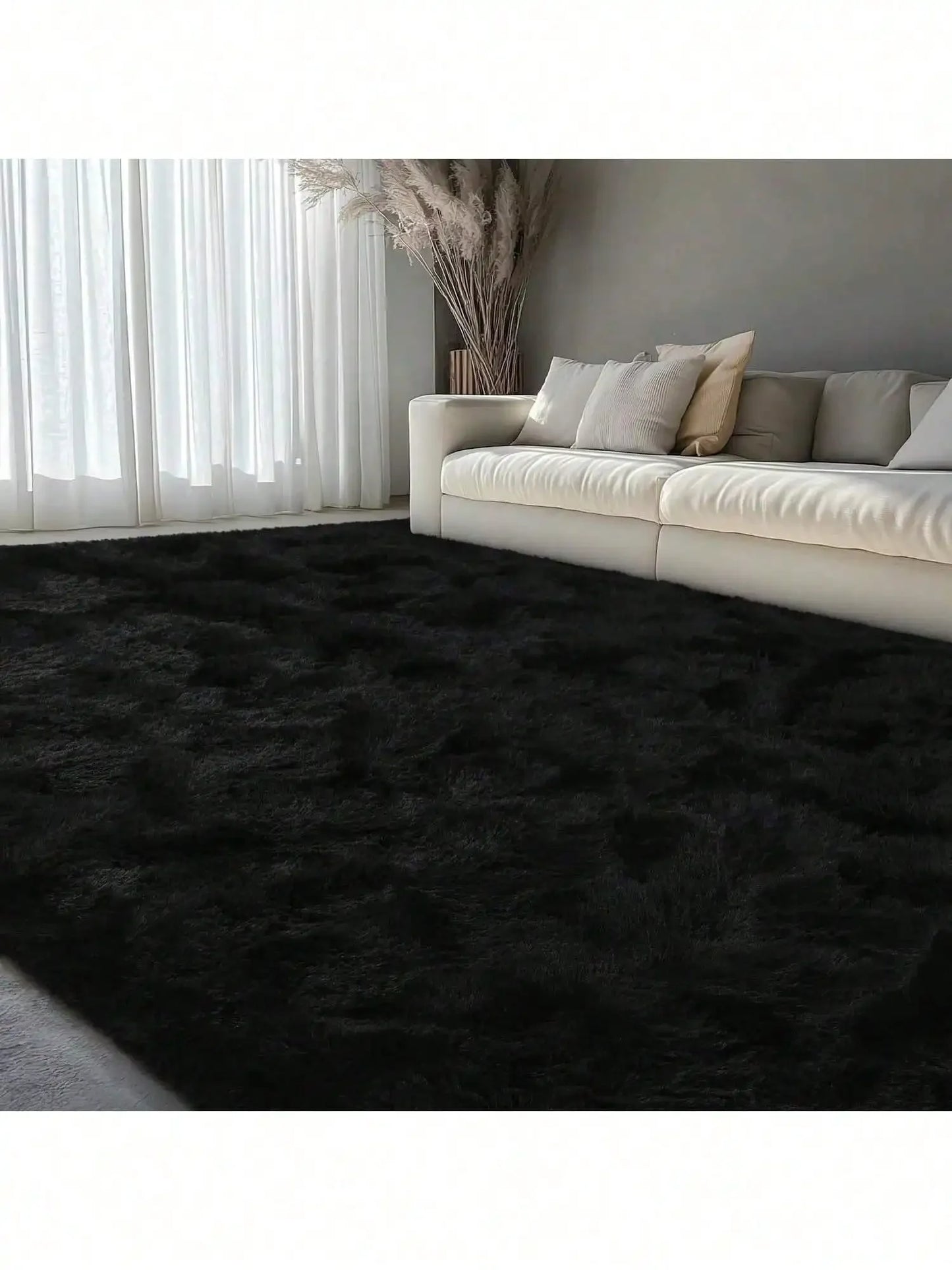 Plush Long Pile Carpet Rug Soft Non Slip Living Rooms