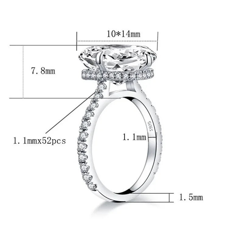 CBTB Sterling Silver Moissanite Ring 925 Women Wedding Jewelry
