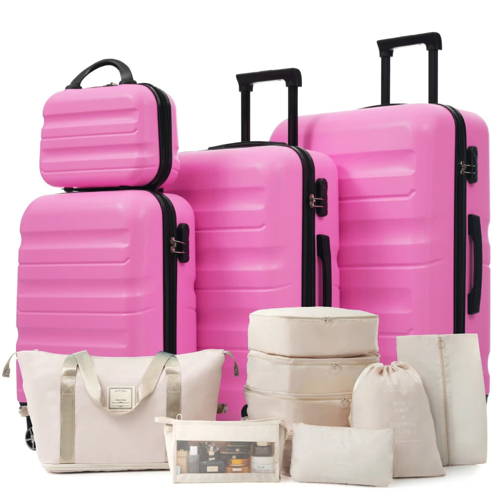 Hardshell ABS Luggage Set With Spinner Wheels Durable Travel Cases