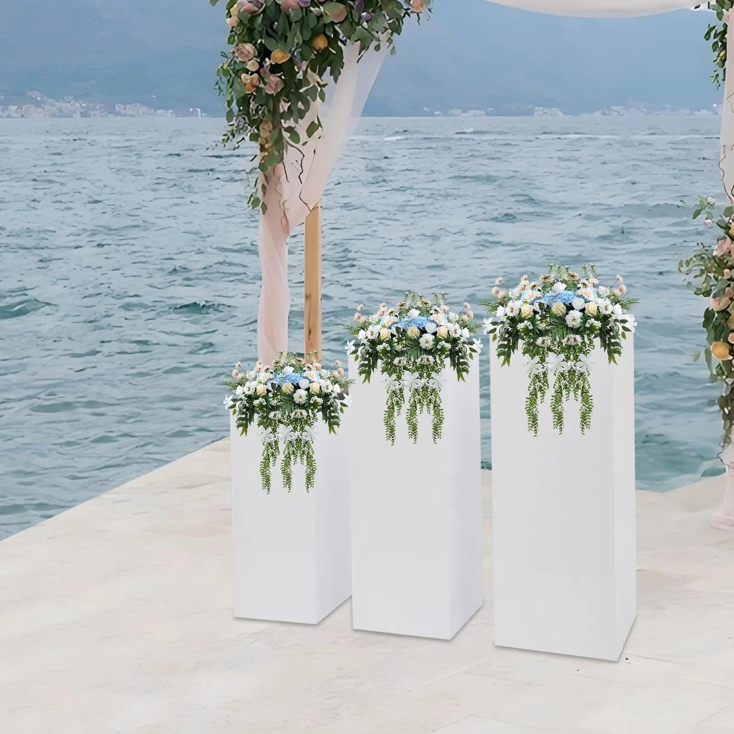 Three Piece Display Pedestal Stands For Weddings And Home Decor