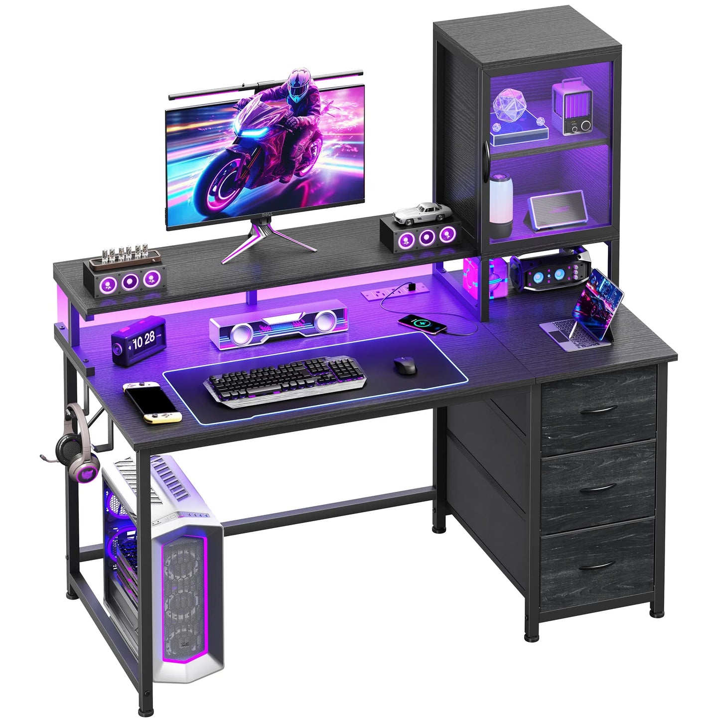 EnHomee Multifunctional Modern Desk With Storage And USB Outlet