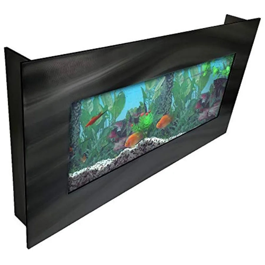 Wall Mounted Aquarium Brushed Black Aluminum Alloy Space Saving Design