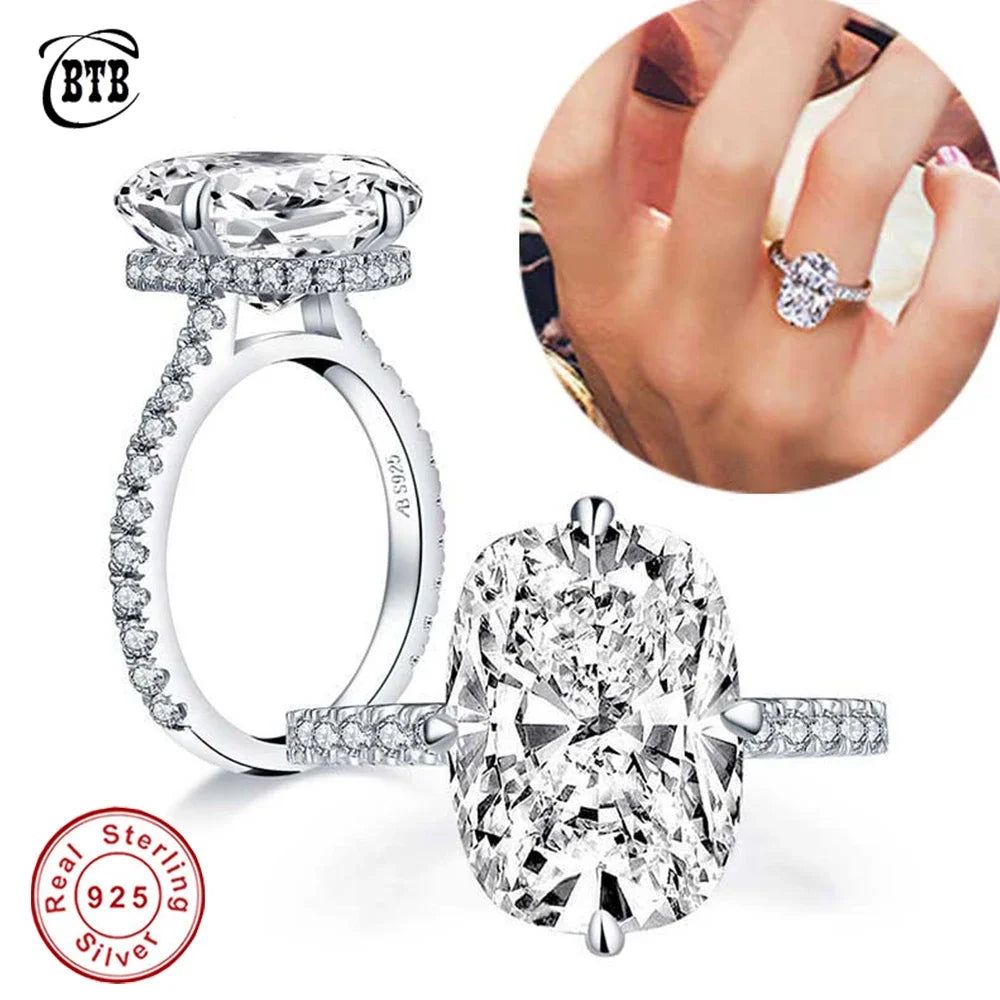 CBTB Sterling Silver Moissanite Ring 925 Women Wedding Jewelry