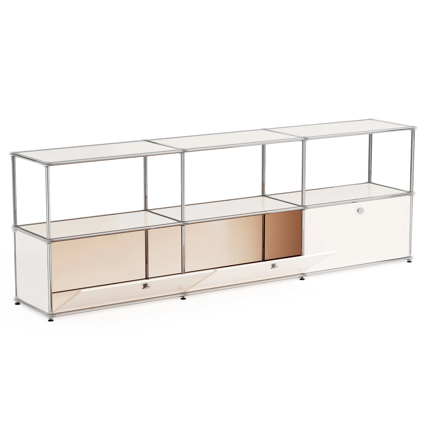 Living Room Storage Cabinet Sideboard Shelf Unit Stainless Steel Metal