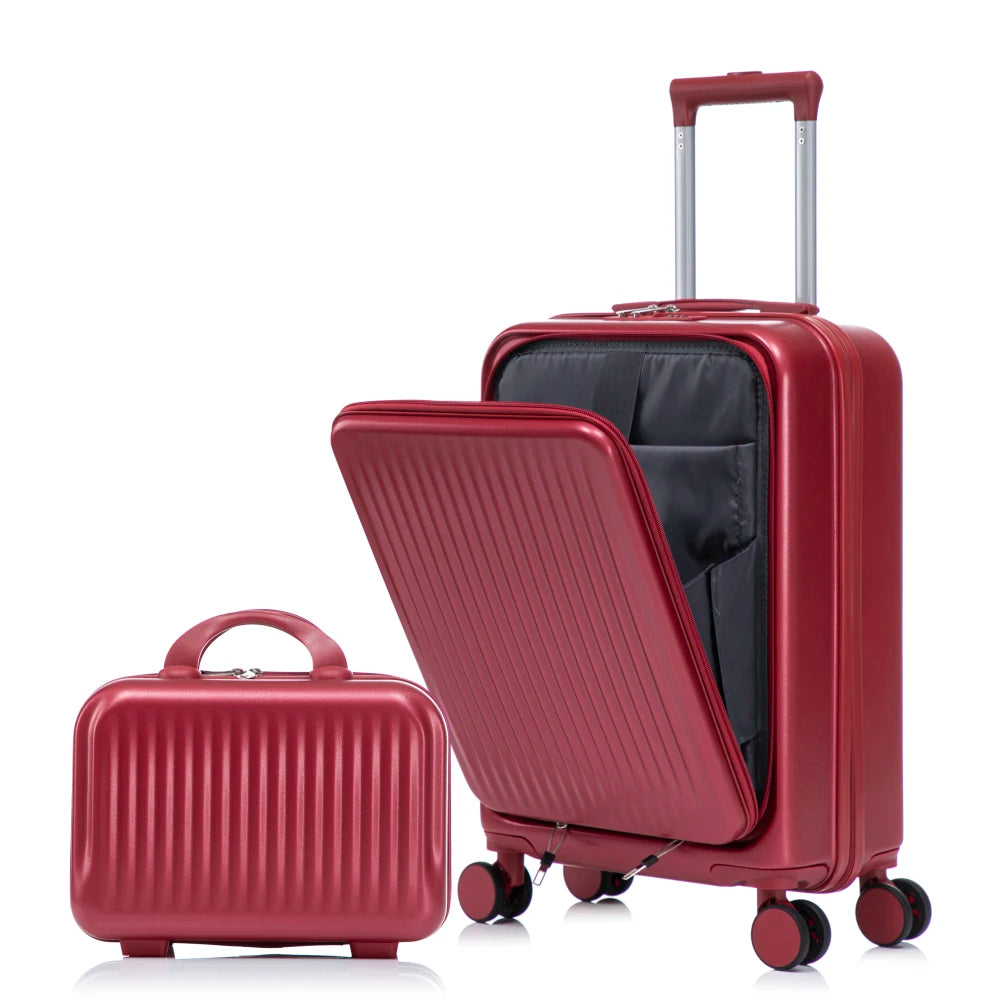 ABS Spinner Wheel Luggage With Combination Lock Front Opening Design