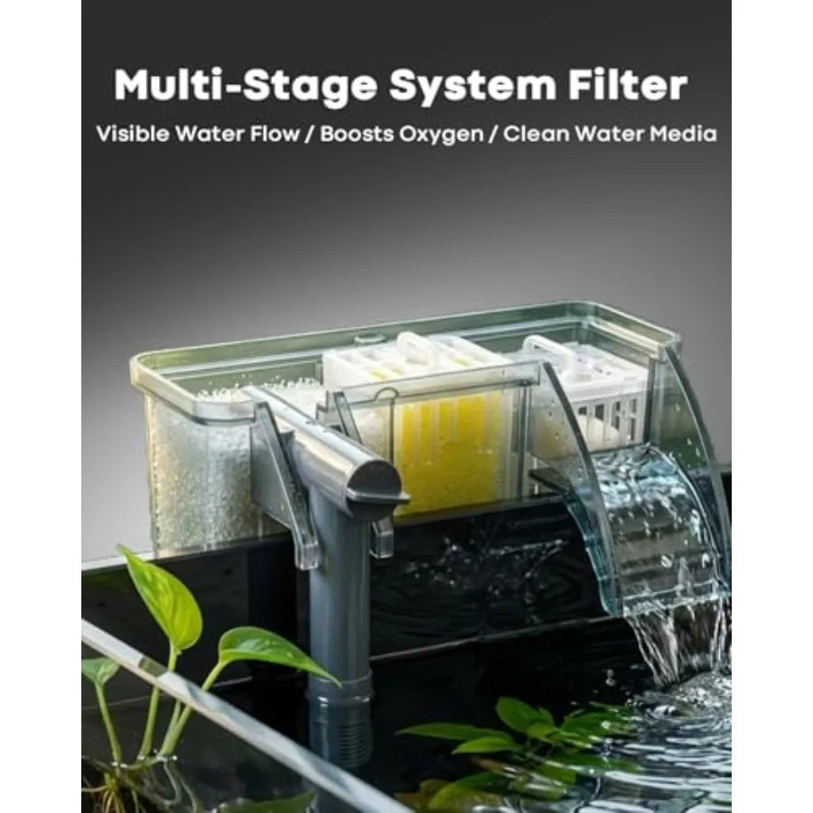 Glass Aquarium For Tropical Freshwater Rimless Design With Self Cleaning Filter