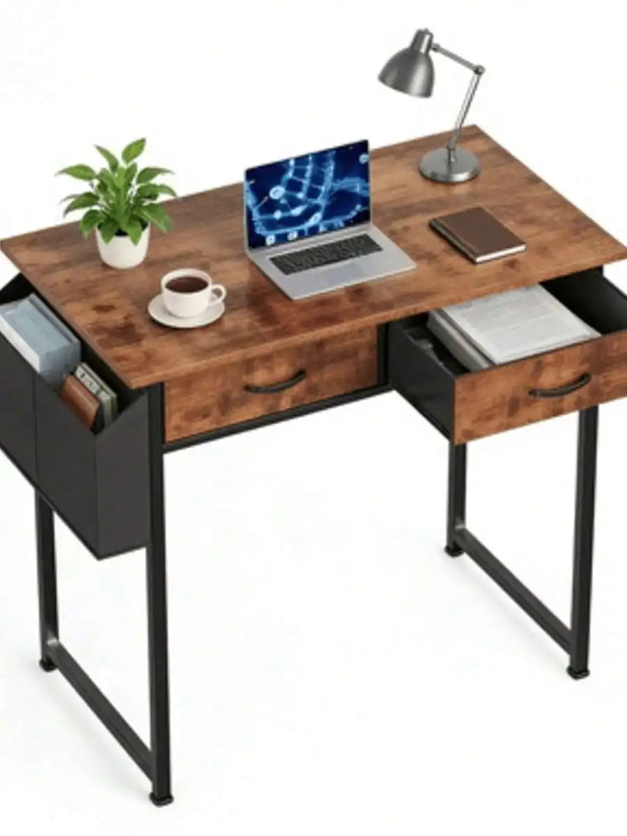 Compact Computer Desk With Drawers For Small Space Home Office