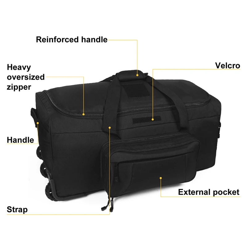 Q Tactical Rolling Duffel Bag for Travel and Camping Luggage