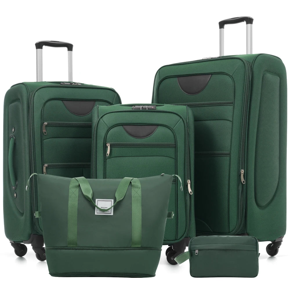Expandable Soft Shell Luggage Set Polyester With TSA Locks