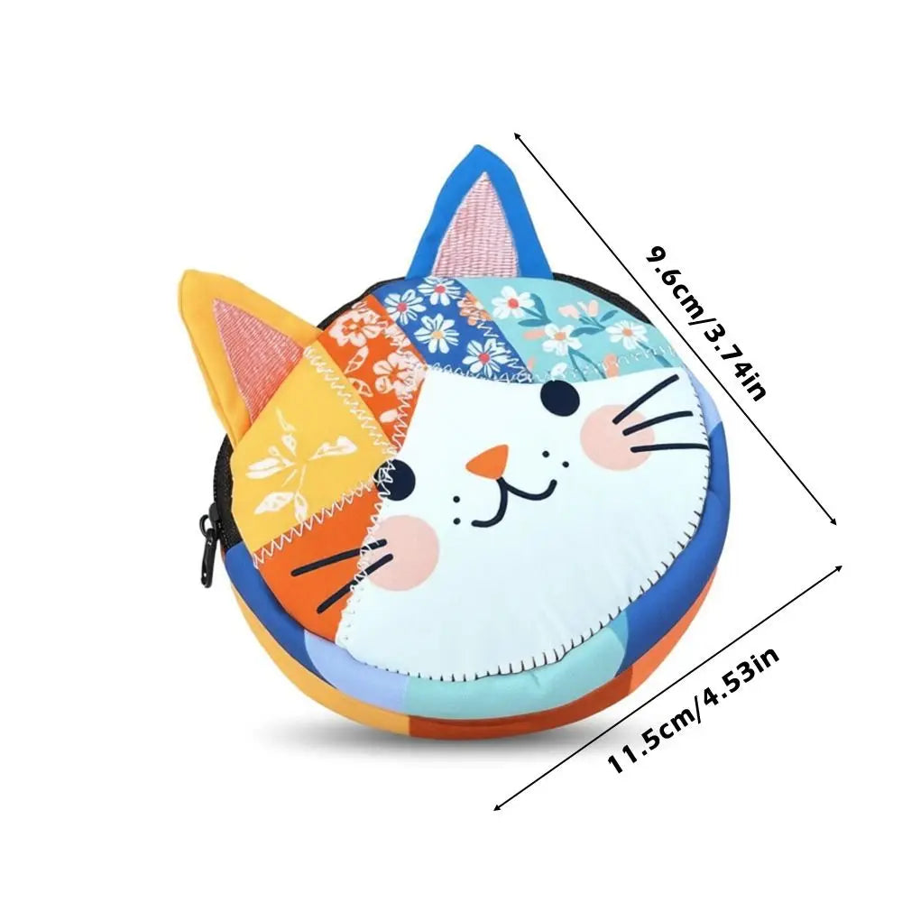 Waterproof Patchwork Cat Coin Purse With Zipper Makeup Bag Canvas